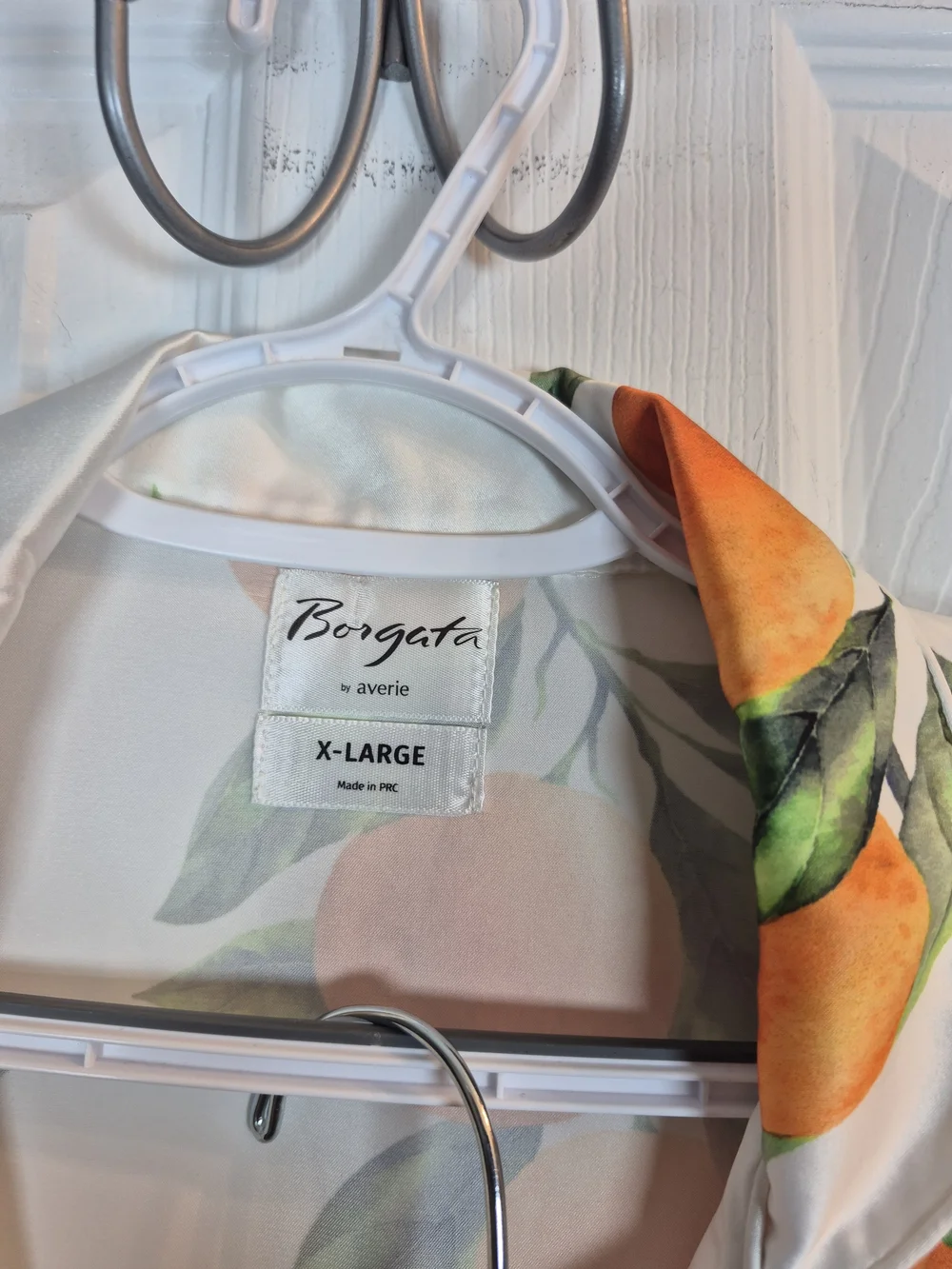 Borgata by Averie Satin Orange Citrus Print Pajama Set XL Fruitcore Loungewear